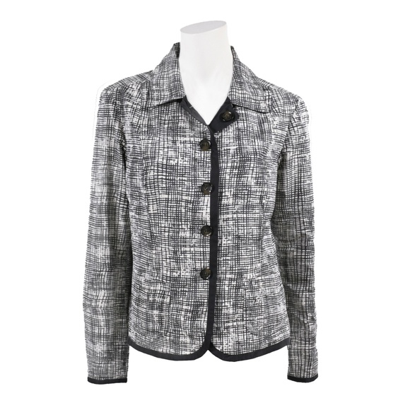 WEEKEND MAX MARA Women's Black/White Reversible Jacket Solid/Crosshatch Size 10 - Picture 9 of 15